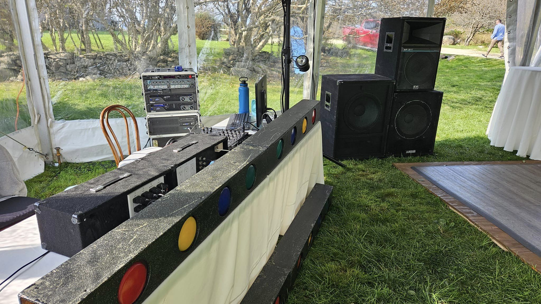 Equipment setup outdoor wedding