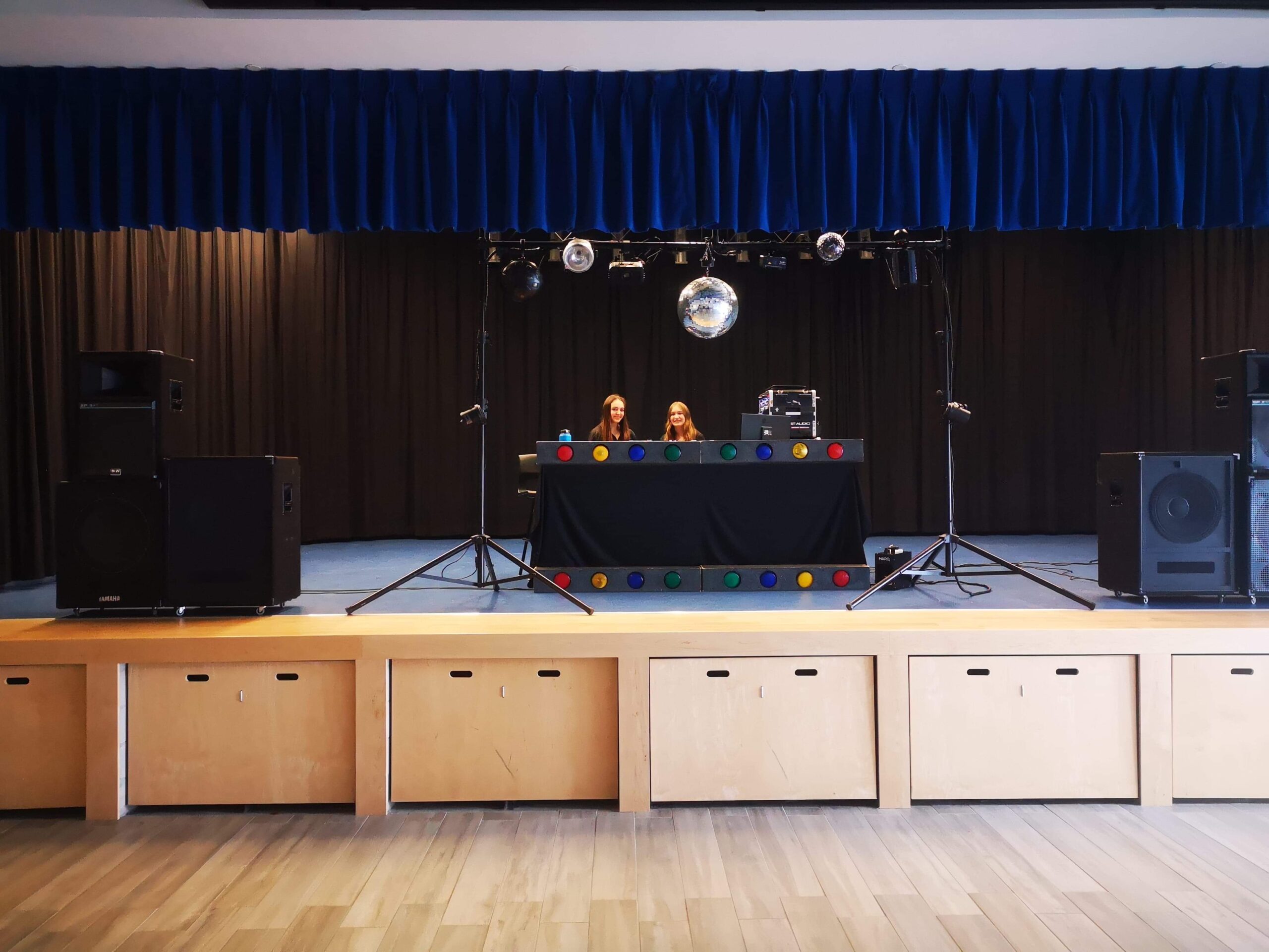 Equipment setup at Island View High on Stage